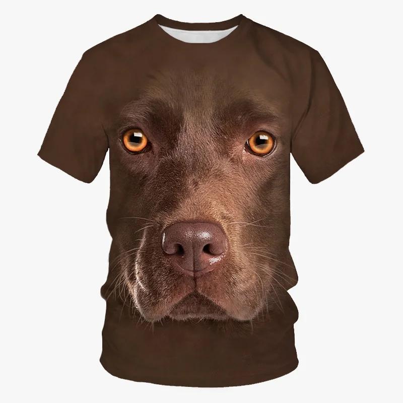 Summer Round Neck 3D Funny Animal Dog Graphic Print Top Fashionable Casual Short Sleeved Men's T-shirts