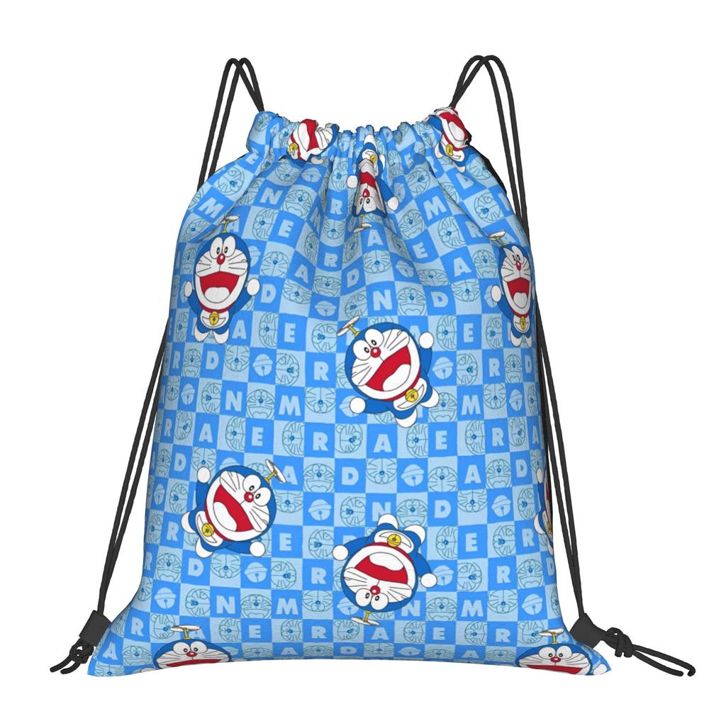 Custom D-Doraemones Drawstring Backpack Women Men Gym Sport Sackpack Foldable Cartoon Training Bag Sack