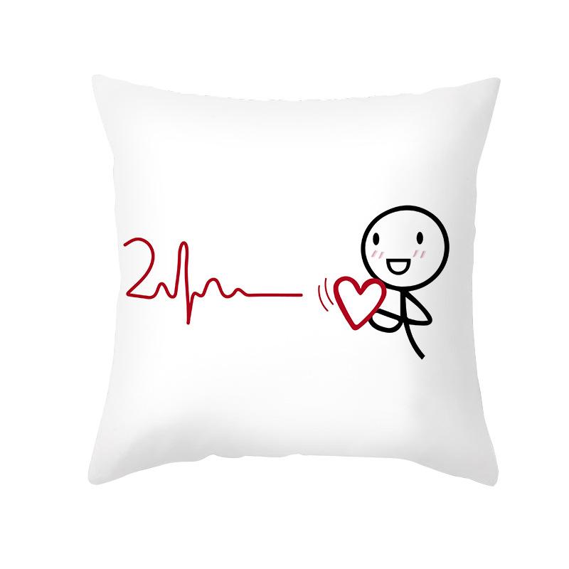 Valentine's Day Pillow Cover Couple Love Cushion Cover Peach Skin Fur Home Bedroom Sofa Cushion Cover