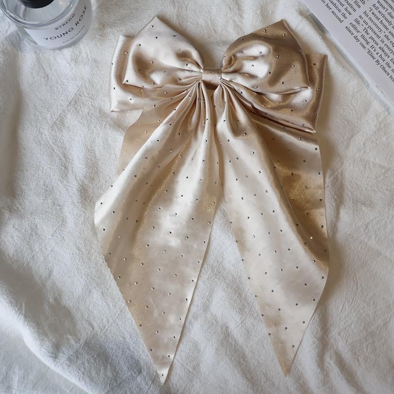 Woman Girls New Bowknot Streamer Hairpin Chiffon Ribbon Barrette Bow Back Head Spring Clip Headwear Fashion Hair Accessories