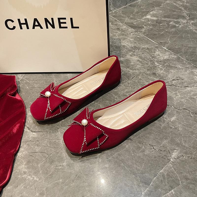 Xiuhe Red Non-slip Two-wear Bridal Shoes, Wedding Shoes, Women's Flat-bottomed Fashion Women's Shoes, Shallow-mouth Pregnant Women's Single Shoes, We