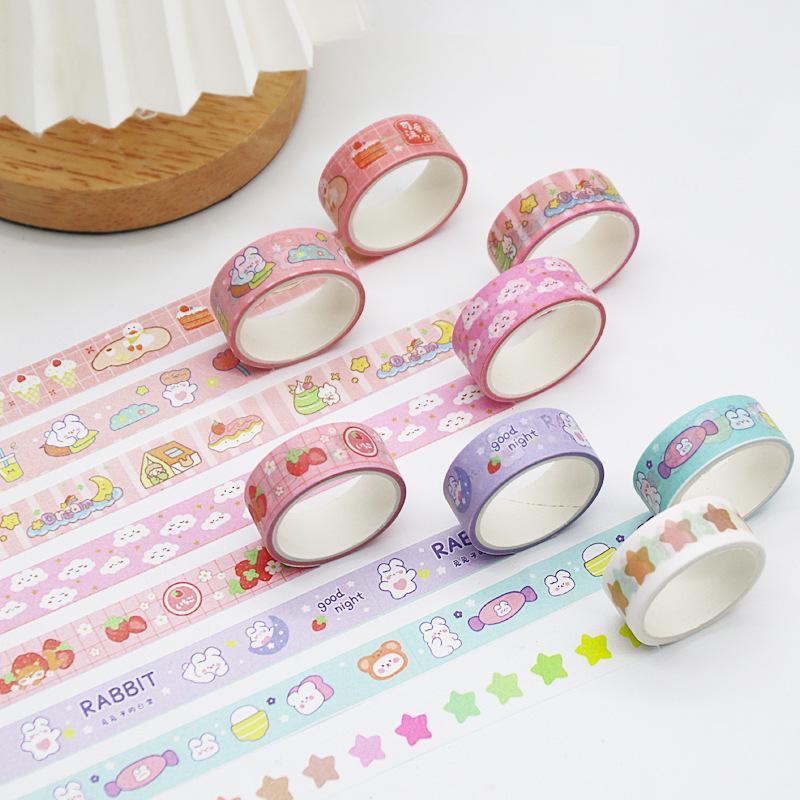 Set de 60 de role de bandă washi în stil japonez pentru jurnale, DIY și decorațiuni