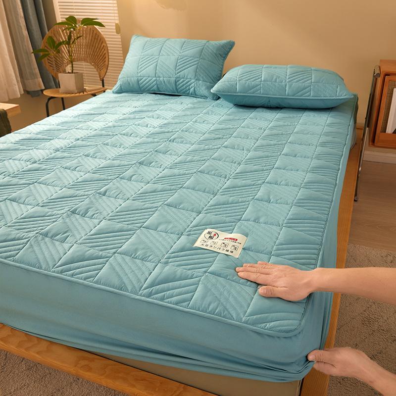 Pure Cotton Thickened Mattress Quilted Cotton Non-slip and Dust-proof Mattress Cover Sheet Simmons Mattress Protective Cover Thin Brown Mattress Cover