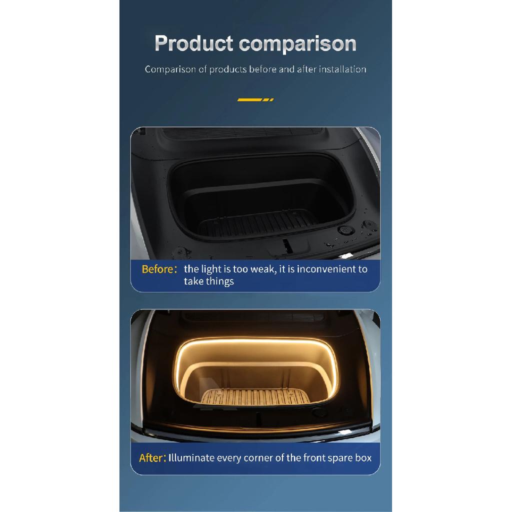 Front Trunk Light for Tesla Model Y Juniper Launch 2025 Magnetic Induction Switch LED Light Trim Car Accessories
