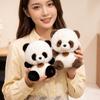 Cartoon Panda Pop Pluche Speelgoed Gevuld Pluizig Dierentuin Dier Zwart Bruin Liggend Zittend Pluche Knuffel Kalmerend Cadeau