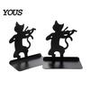 Non-slip Bookend 1 Pair Metal Cat Book Ends, Cute Bookends for Shelves, Decorative Heavy Duty Support Stopper Home Office Desk Bookshelf Decor