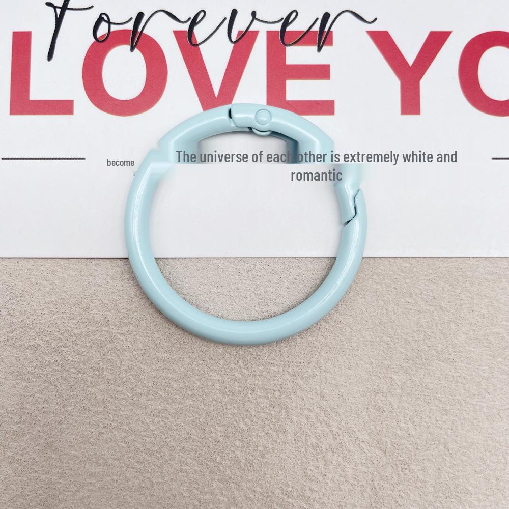 40mm Colorful Painted Round Spring Buckle Keychain for DIY Jewelry Accessories 40mm Painted Spring Ring светло-синий