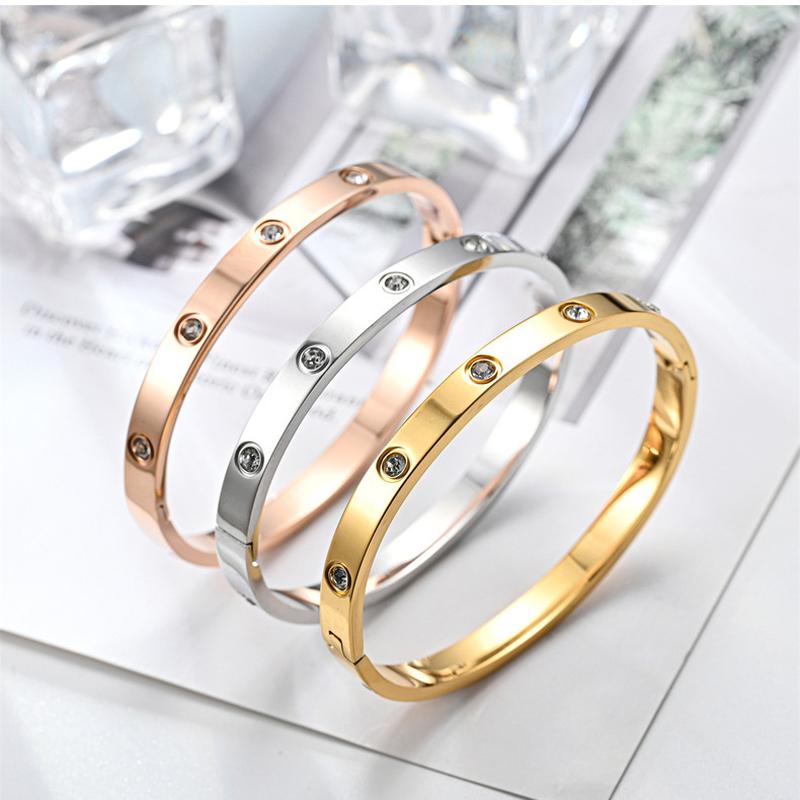 Stainless Steel Bangle for Woman Luxury Quality Jewelry Fashion Woman Crystal Bracelets Not Fade