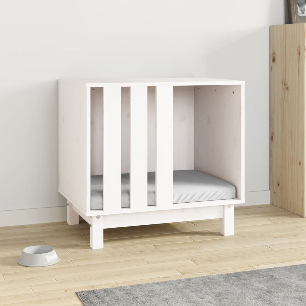 Vidaxl Domek Dla Psa, Biały, 60X45X57 Cm, Lite Drewno Sosnowe