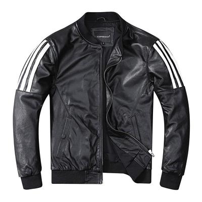 Vestes de Baseball avec patchs brodés, veste en cuir de vache véritable pour hommes, manteaux de motard de moto, manteau d'automne pour hommes