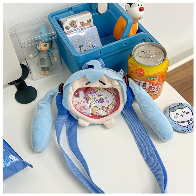 Miku Hatsune Shoulder Bag Cartoon Plush Bag Adjustable Shoulder Belt Zipper