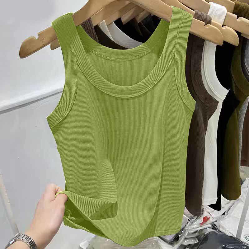 Modal Ribbed Spaghetti Strap Tank Top - Women's Versatile U-Neck Solid Color for Spring/Summer, Sports, Yoga, Base Layer.