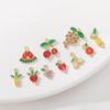 Color-Preserving 14K Gold Plated Zircon Fruit Series Charm Pendant for DIY Bracelets: Strawberry, Pineapple, Grape