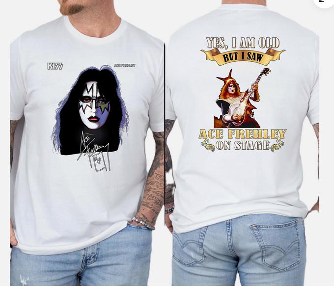Футболка-трибьют Эйсу Фрейли из KISS, Тяжелый хлопок, Мужская Женская, Классическая, Двусторонняя, Унисекс S