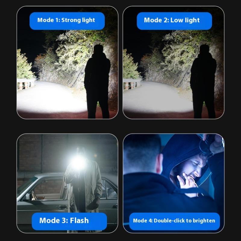 Mini Rechargeable Led Flashlight Camping Emergency Light With Side Lights And Lampshade Tail With Magnet For Exploring Camping