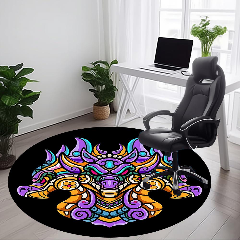 1pc Dragon Mandala Office Round Area Rug, Under Office Chairs Bedroom Living Room Home Decor, Room Deco, Available in Various Sizes