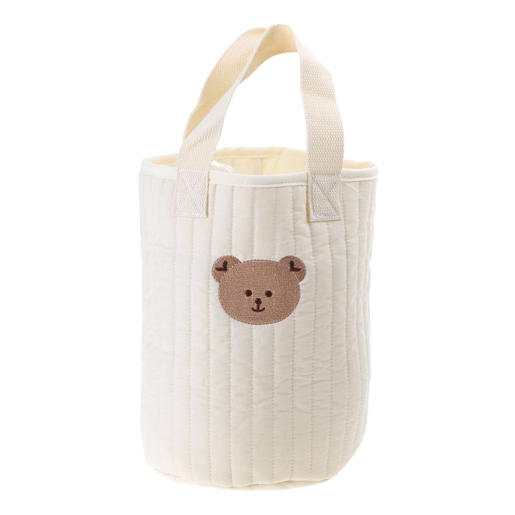 Bear Storage Bucket Beige Cotton Storage Basket Diaper Bag Large Capacity Cotton Storage Bin for Home Nursery Room