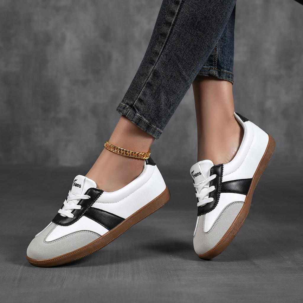 Women's Retro Casual Sneakers PU Leather Non-slip Sports Shoes Soft Sole Non-slip Footwear for Walking Traveling