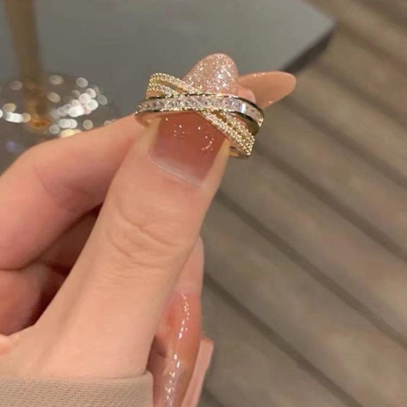 2024 Women s Trendy Zircon Diamond Copper Ring: Adjustable, Shiny, and Fashionable Design Open Adjustable