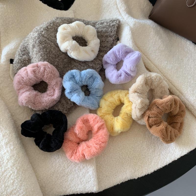 Korean Style Plush Candy Color Hair Ring Woman Cute Sweet Fashion Scrunchie Hair Accessories