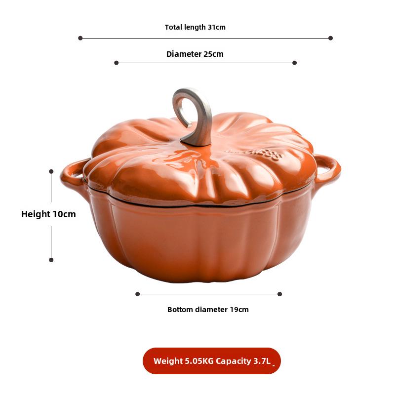 Little Happiness Multi-Function Cast Iron Pumpkin Enamel Pot - Stew, Soup, Universal Induction Cooker