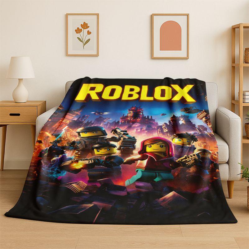 Cartoon R-Robloxs Spiel Gamer Flanelldecke Weiche Warme Überwurfdecke für Schlafzimmer Wohnzimmer Bett Reise Camping Picknick Geschenk