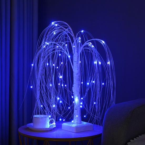 Indoor LED Tree Light with Remote Control Soft Glow Realistic Looking USB/Battery Operated RGB Tree Light Bedside Lamp Decor