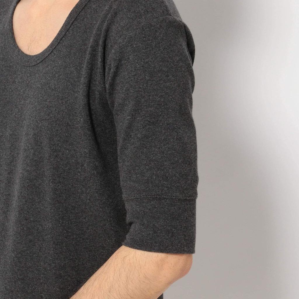 Avirex Daily Rib Half Sleeve T-Shirt (Antibacterial, Anti-odor) Men's Size Large, 6143508, Gray, 014