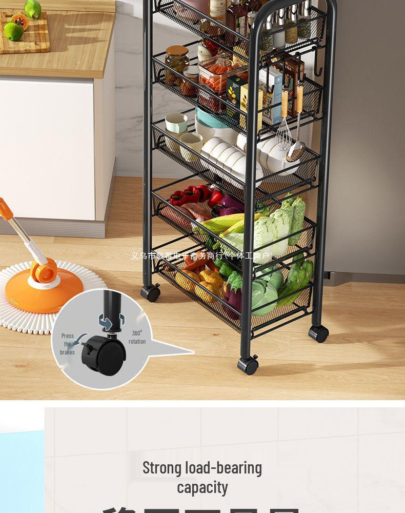 Multi-Layer Kitchen and Bathroom Storage Trolley with Wheels
