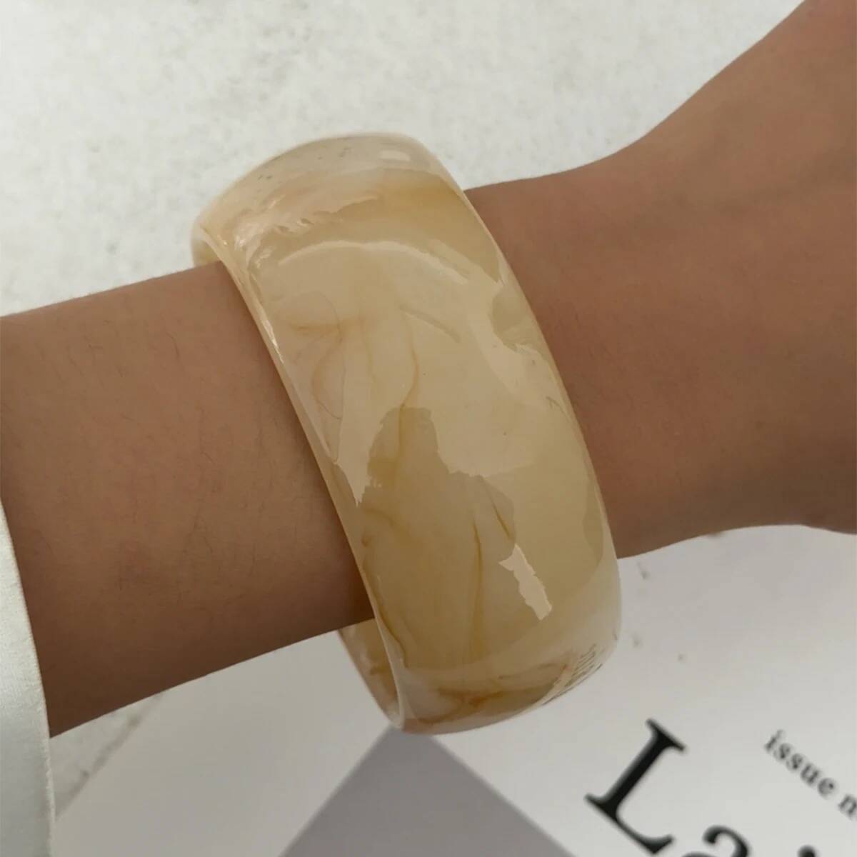 Salircon Винтажные Неправильные Широкие Массивные Смола Акрил Браслеты Женские Панк Геометрический Металлический Браслет Мода Вечеринка Украшения