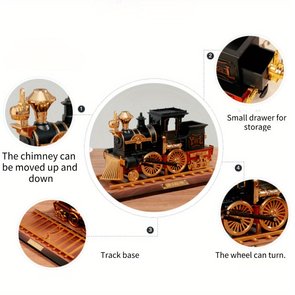 1pc Vintage Nostalgic Train Music Box, Creative Train Head Ornament, Birthday Gift, For Home Room Living Room Office Decor
