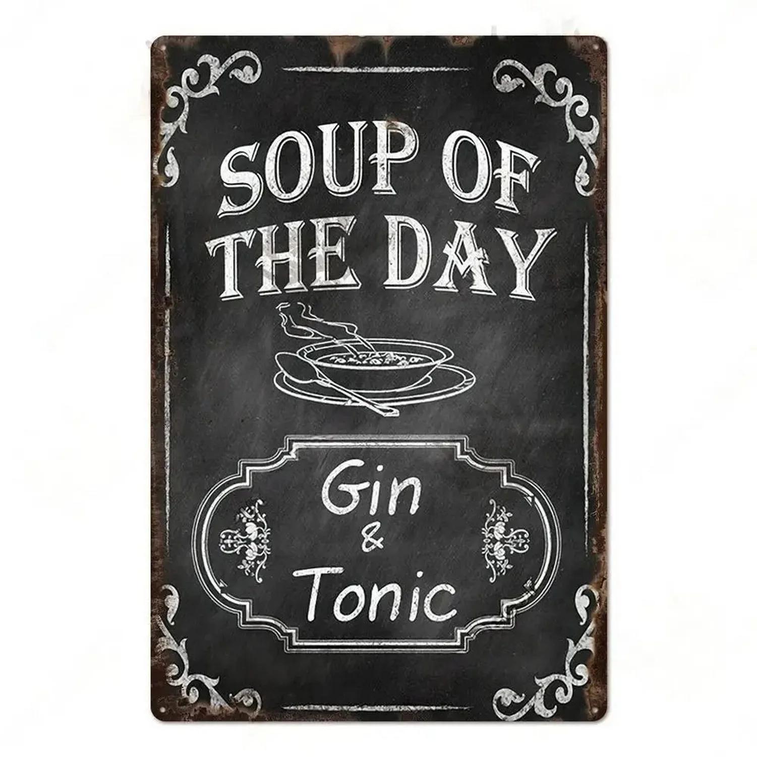 

Plaque Metal Tin Signs Drink Gin Tonic Wall Decoration Vintage Art Posters Iron Painting for Man Cave Home Cafe Garden Club Bar 20x30cm（7.8x11.8inch）