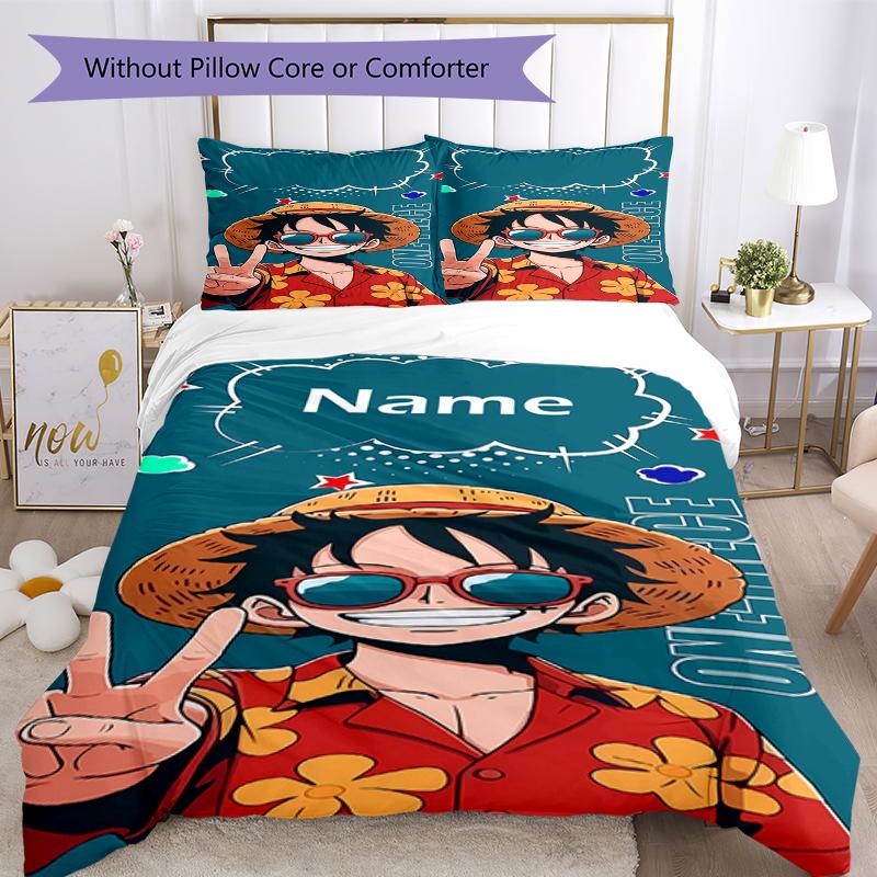 3pcs Custom Name One Piece Bedding Set Duvet Cover Closure Includes 1 Duvet Cover & 2 Pillowcases, Soft and Comfortable for All Seasons.