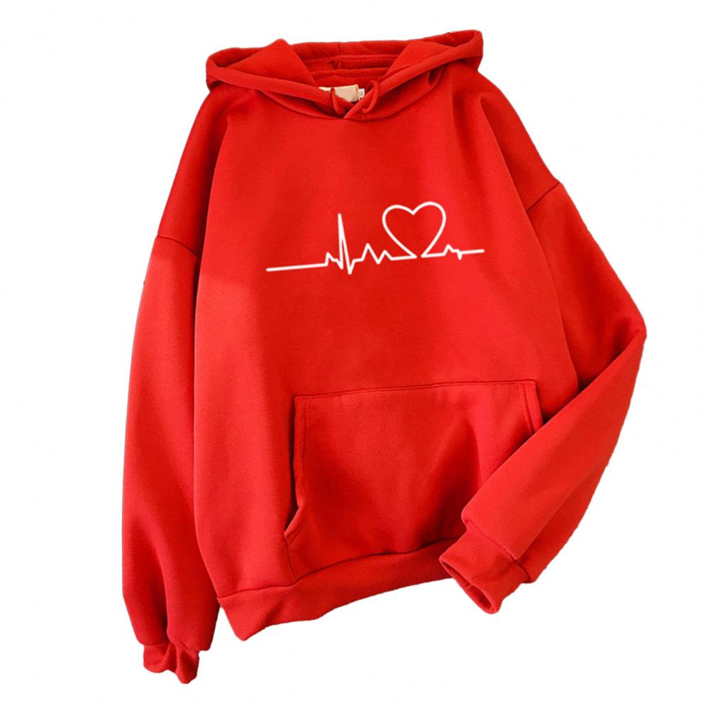 

Парная толстовка с капюшоном на осень-зиму с длинным рукавом и принтом, свободная эластичная манжета, большой карман, капюшон с завязками, мягкий, теплый, унисекс, повседневный свитер с капюшоном M красный