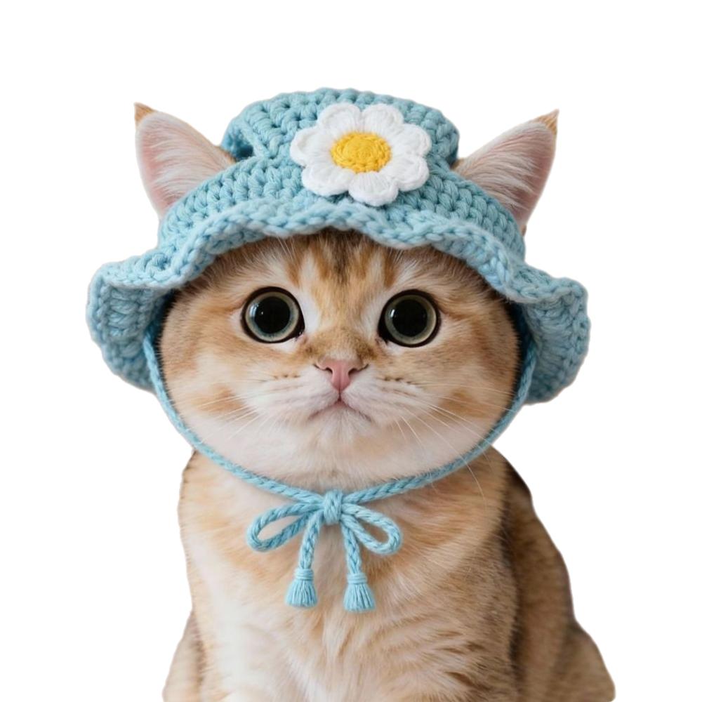 Refined Elastic Cat Knitted Hat Soft Handmade Craft Pet Cosplay Headwear Comfortable To Wear Skin-Friendly Winter Dog Cap