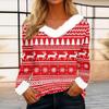 Women's Casual Long Sleeve Christmas Print Top with Plush Collar Holiday Tunic