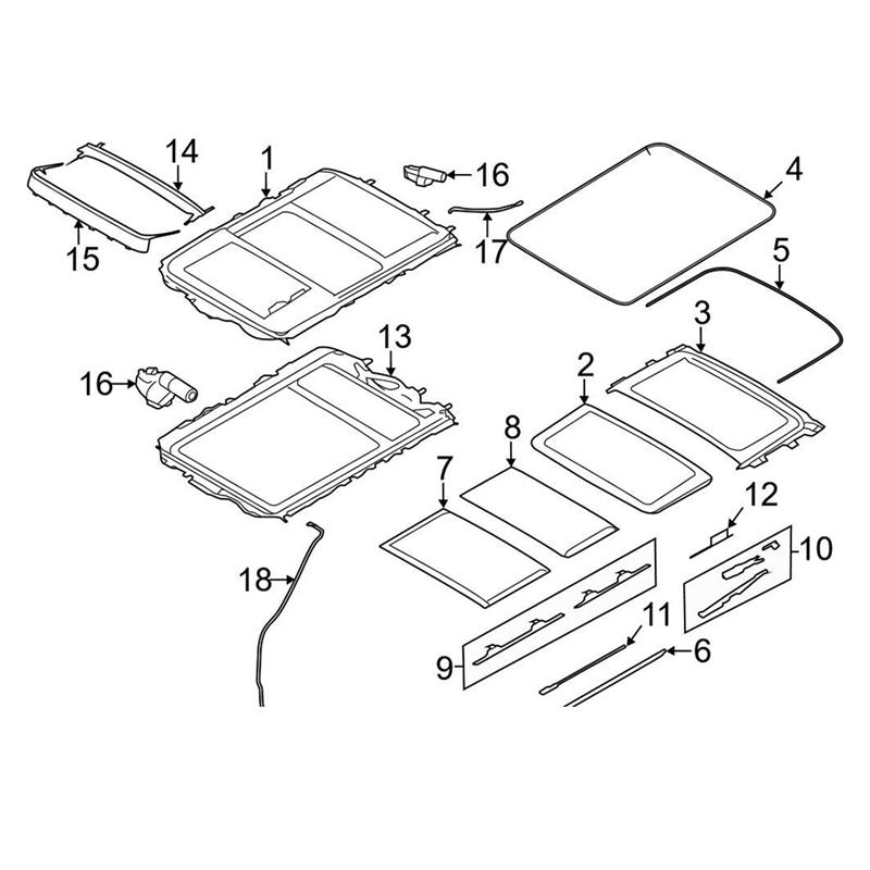A03E-4Pcs Front Sunroof Guide Rail Slide 54 10 2993888 For BMW E84 X1 2009-2015 Sunroof Curtain Sliding Bracket