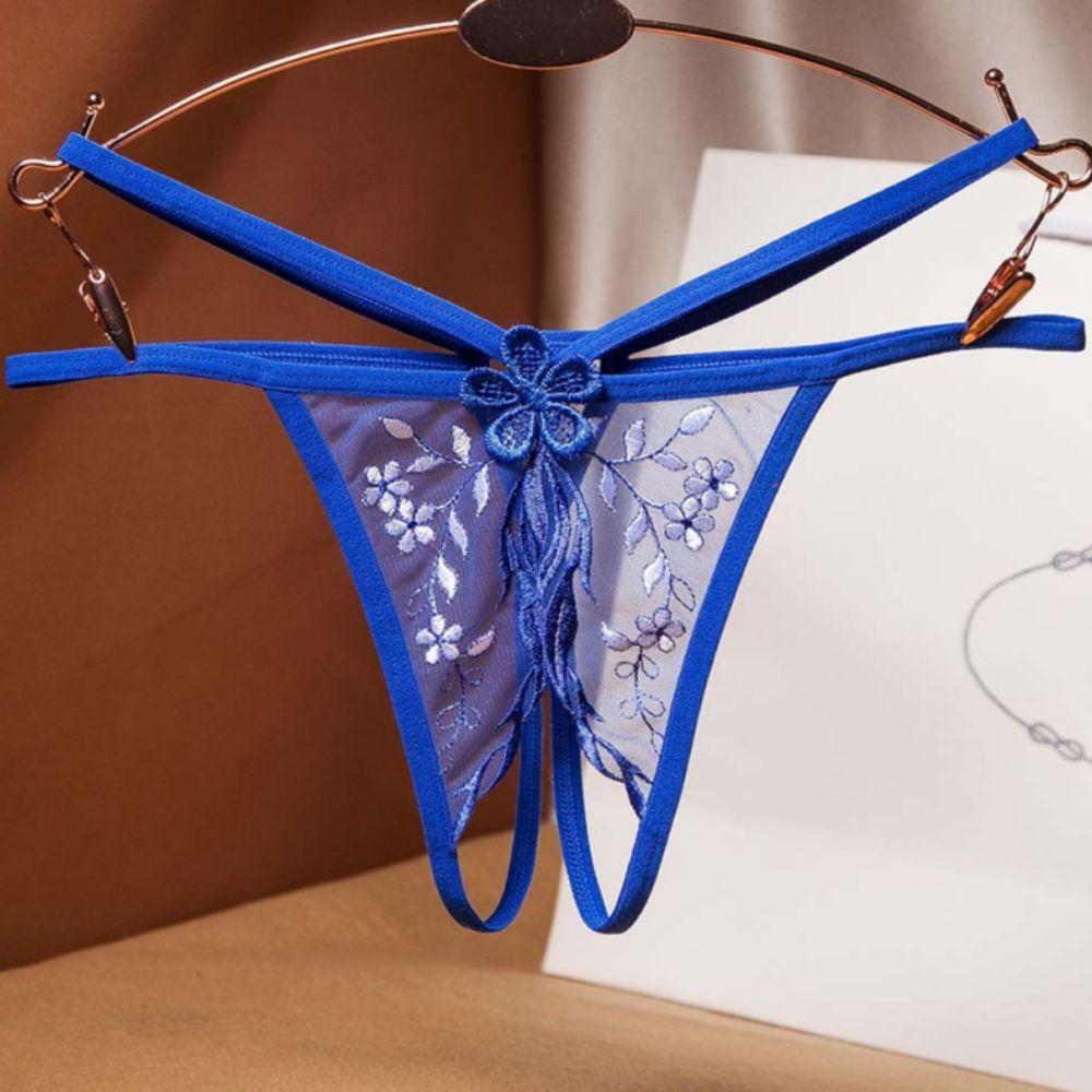 Embroidery Lace Flower Panties Thin Belt Traceless Briefs Fashion Women Mesh Thong Valentine's Day