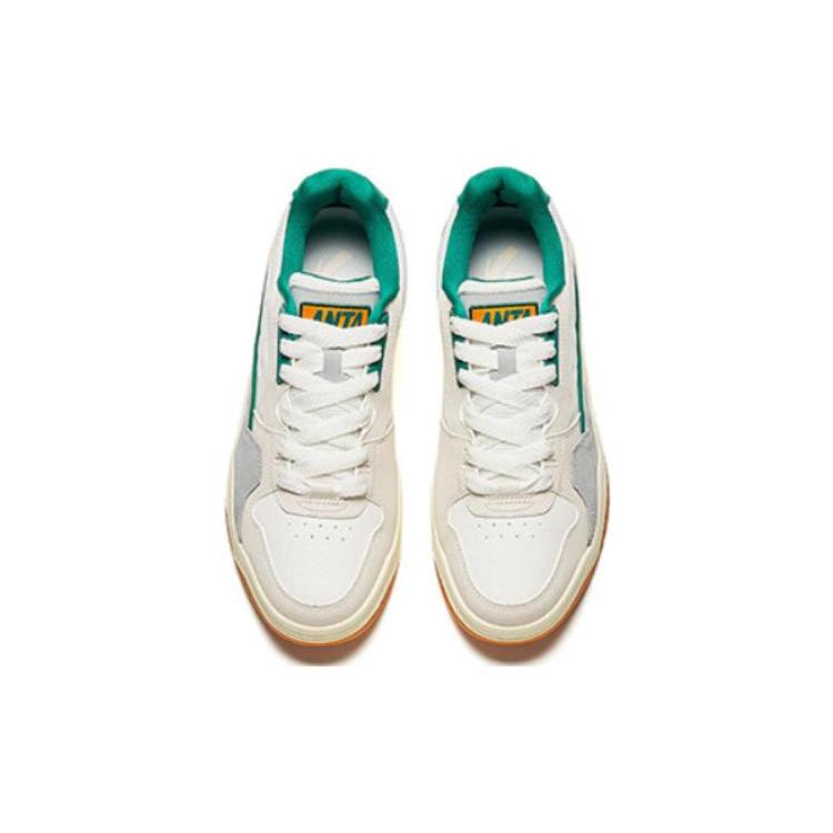 New Anta Slam Anti Slip Wear Resistant Low Top Skateboard Shoes Men's White Gray Green 112348060-1
