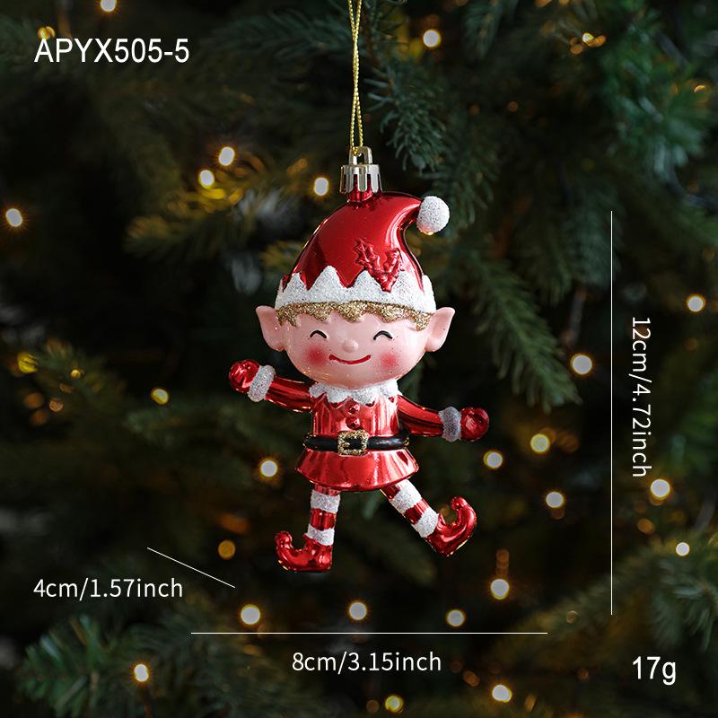 Christmas Pendant Red White Cartoon Plastic Christmas Tree Pendant Diy Vertical Pendant Family Christmas Atmosphere Decoration