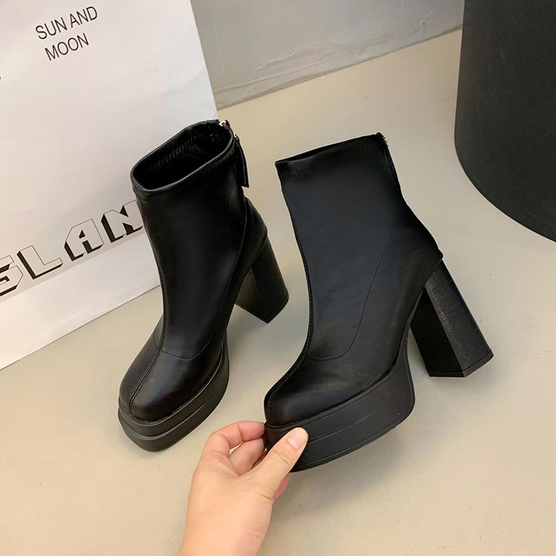2025 Night Club Platform Thick Heel Woman Ankle Boot Autumn Winter Height Increase Shoes Laides Elegant Party Girl Short Booties