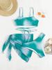 2024 Tie-Dye Women's Three-Piece Bikini Set with Mesh Skirt
