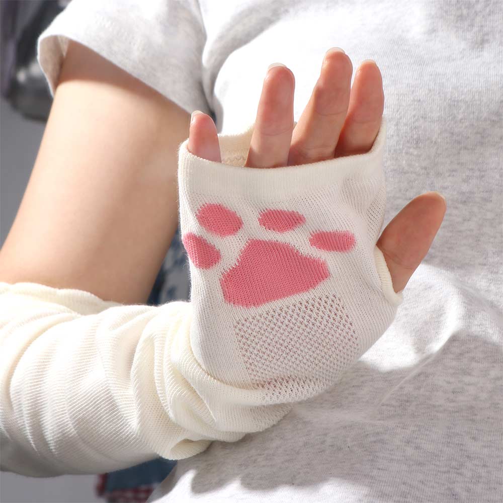 Fingerless Kitty Paw Arm Sleeves UV Protection Cat Oversleeve Cute Cat Claw Arm Cover  JK