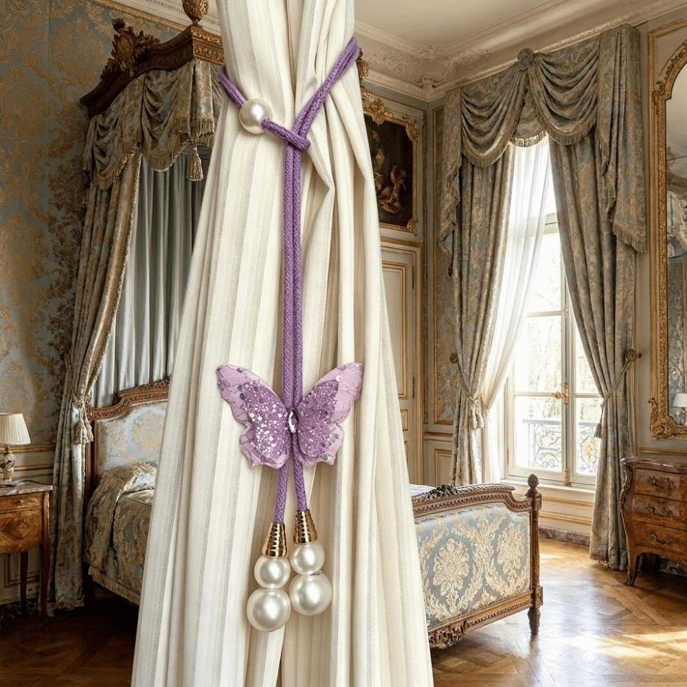 2PCS Creative Pearl Curtain Buckle Artificial Pearl Curtain Rope Curtain Binding  Home Decor