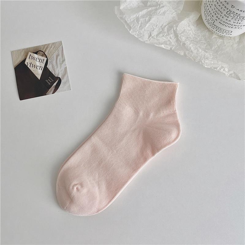 Socks Summer Thin Solid Color Short Tube Confinement Socks Tide Loose Boat Socks Crimped Wide Mouth Socks Cotton