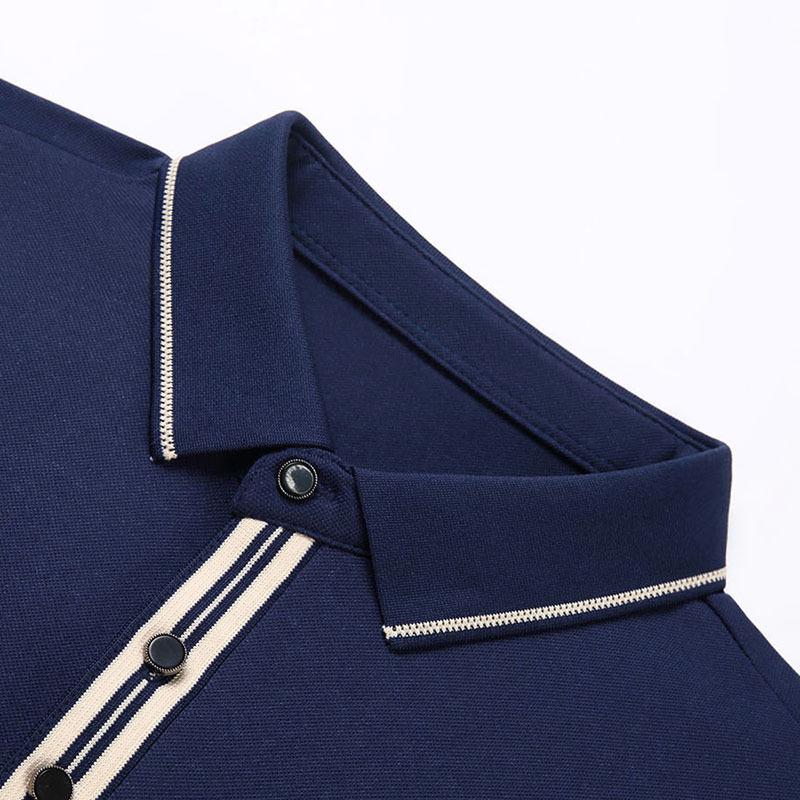 Spring and Autumn Men's Polo Shirt Long-sleeved T-shirt Loose Lapel Bottoming Shirt Solid Color Top for Men