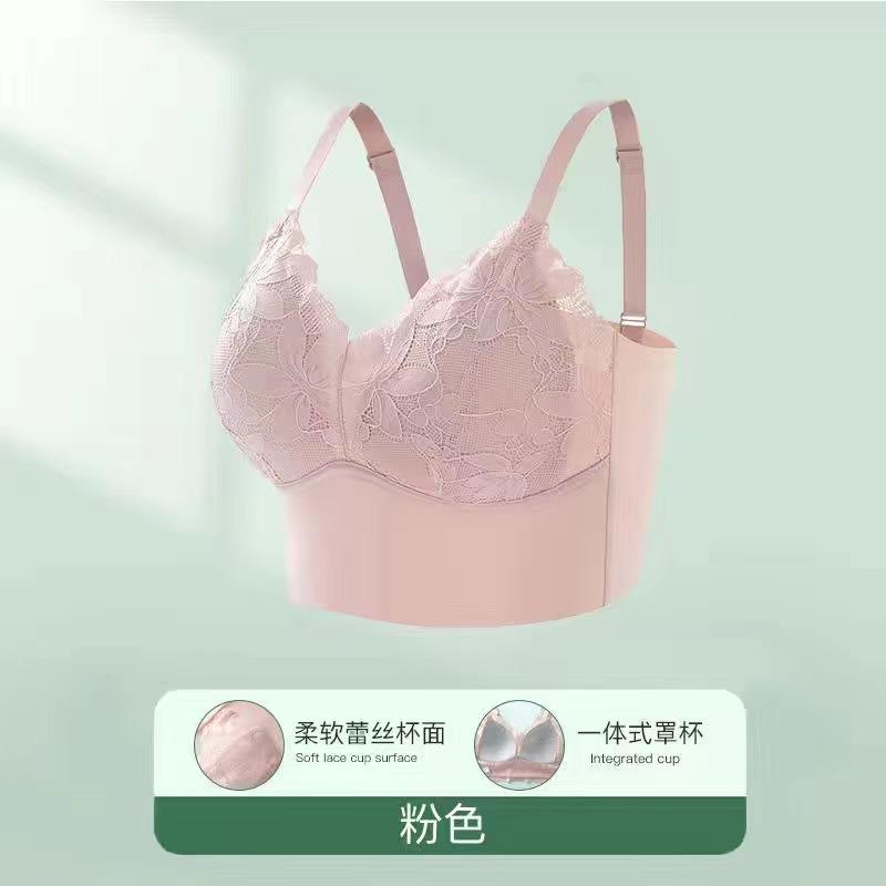 Women Black Floral Lace Longline Push Up Supportive Comfortable Adjustable Strap Bra