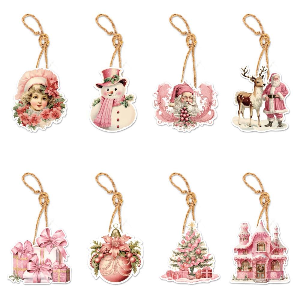 New 16pcs Christmas Tree Pendant Gift Hanging Decoration Santa Claus Hanging DIY Handmade Pendants Home Decor
