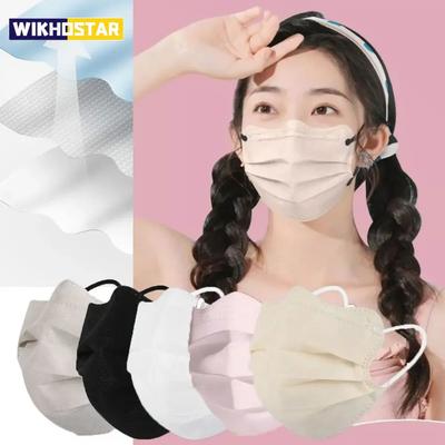50 Peças Máscara Facial Descartável com Design em Forma de Borboleta Respirável 3 Camadas Cor Morandi Protetora para Rosto Rosto em V Máscara Anti Poeira