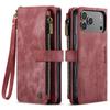 For iPhone 17 Pro Phone Cases with Strap CASEME C30 Zipper Multiple Card Holder PU Leather Cover